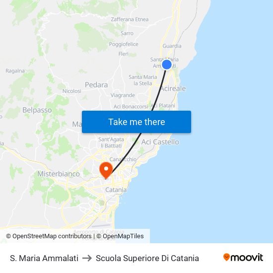 S. Maria Ammalati to Scuola Superiore Di Catania map