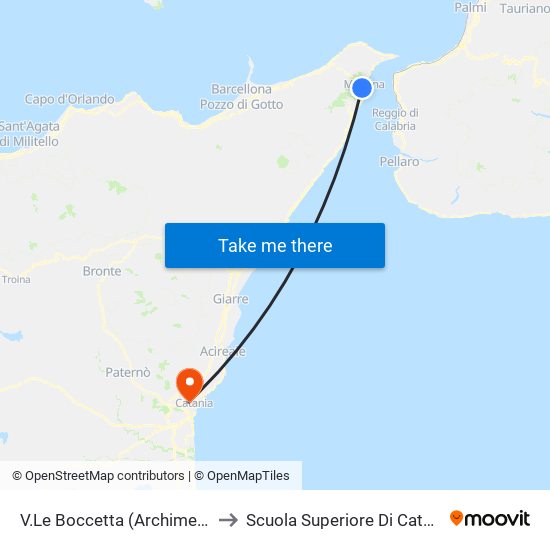 V.Le Boccetta (Archimede) to Scuola Superiore Di Catania map