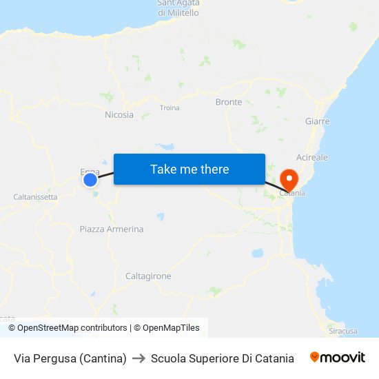 Via Pergusa (Cantina) to Scuola Superiore Di Catania map