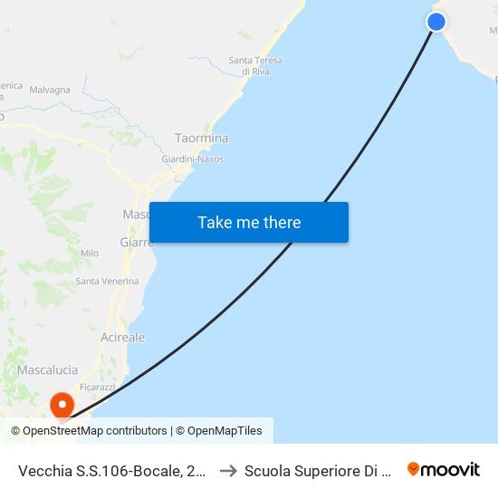 Vecchia S.S.106-Bocale, 280  (N/S) to Scuola Superiore Di Catania map