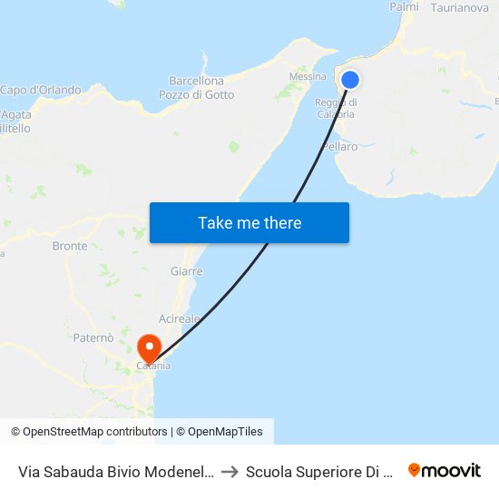 Via Sabauda  Bivio Modenelle (N/S) to Scuola Superiore Di Catania map