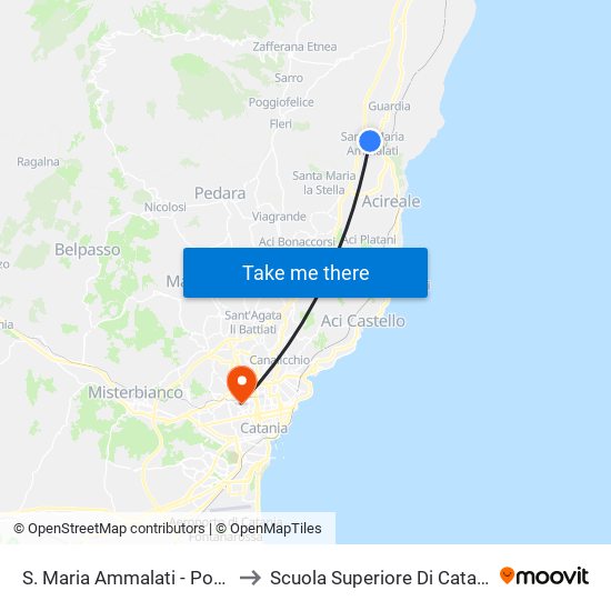 S. Maria Ammalati - Poste to Scuola Superiore Di Catania map