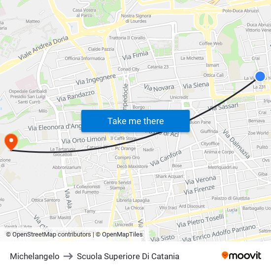 Michelangelo to Scuola Superiore Di Catania map