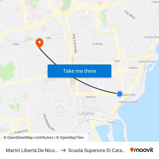 Martiri Libertà De Nicola to Scuola Superiore Di Catania map