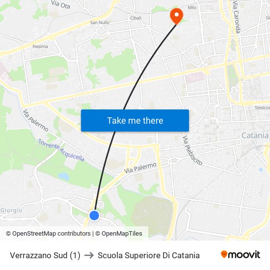 Verrazzano Sud (1) to Scuola Superiore Di Catania map