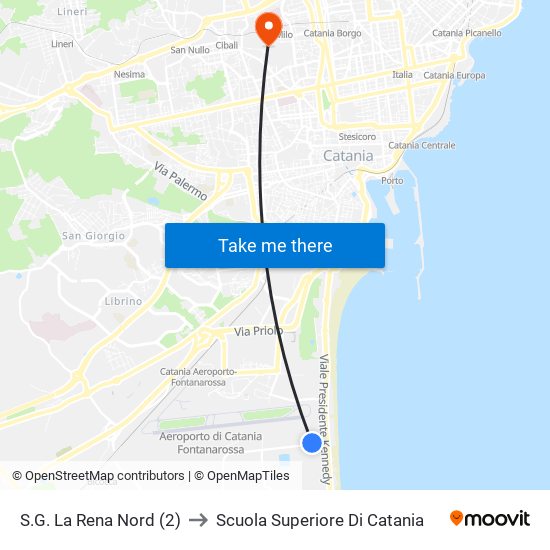 S.G. La Rena Nord (2) to Scuola Superiore Di Catania map