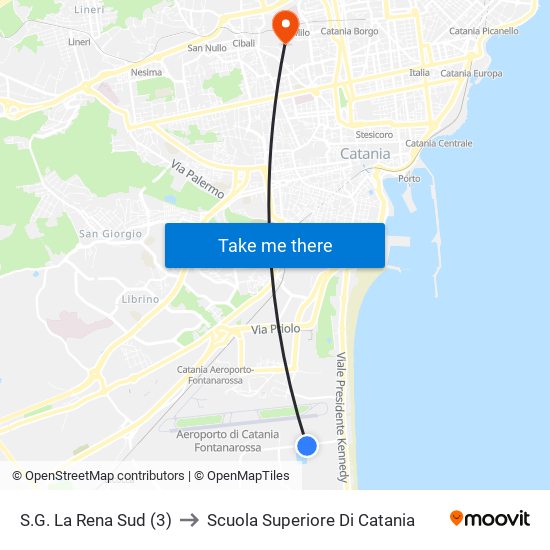 S.G. La Rena Sud (3) to Scuola Superiore Di Catania map