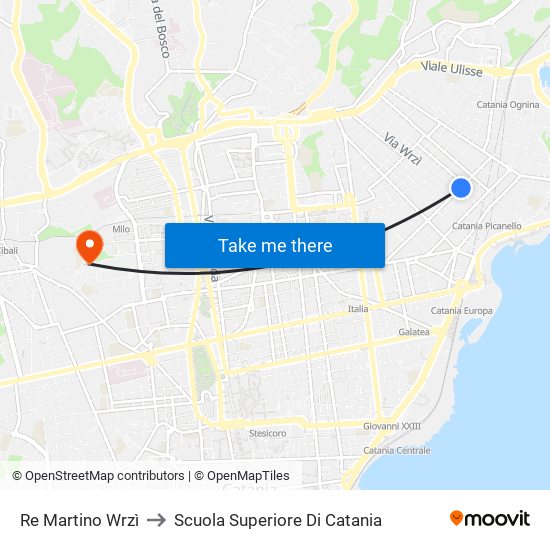 Re Martino Wrzì to Scuola Superiore Di Catania map