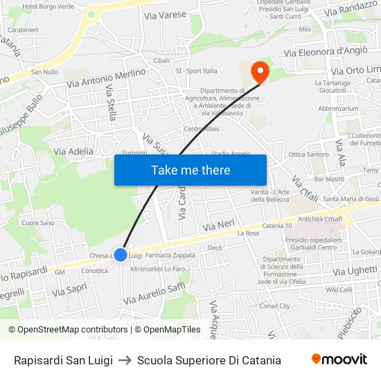 Rapisardi San Luigi to Scuola Superiore Di Catania map