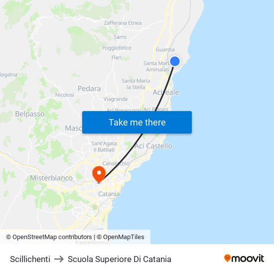 Scillichenti to Scuola Superiore Di Catania map