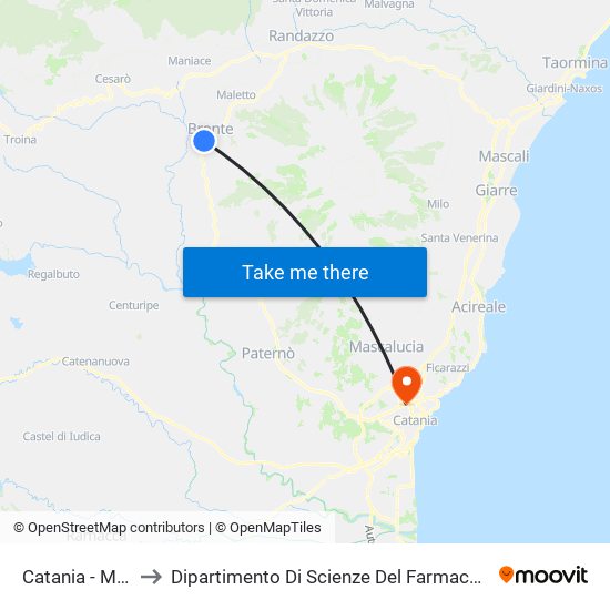 Catania - Marconi to Dipartimento Di Scienze Del Farmaco E Della Salute map