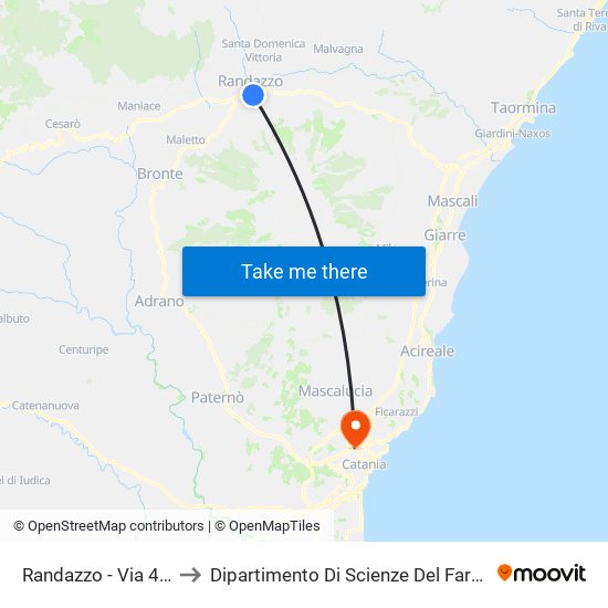 Randazzo - Via 4 Novembre to Dipartimento Di Scienze Del Farmaco E Della Salute map