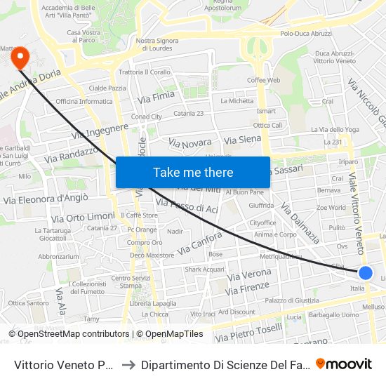 Vittorio Veneto Province Ovest to Dipartimento Di Scienze Del Farmaco E Della Salute map