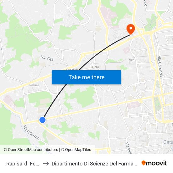 Rapisardi Fermi Sud to Dipartimento Di Scienze Del Farmaco E Della Salute map