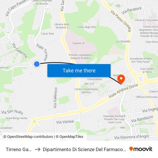 Tirreno Galermo to Dipartimento Di Scienze Del Farmaco E Della Salute map