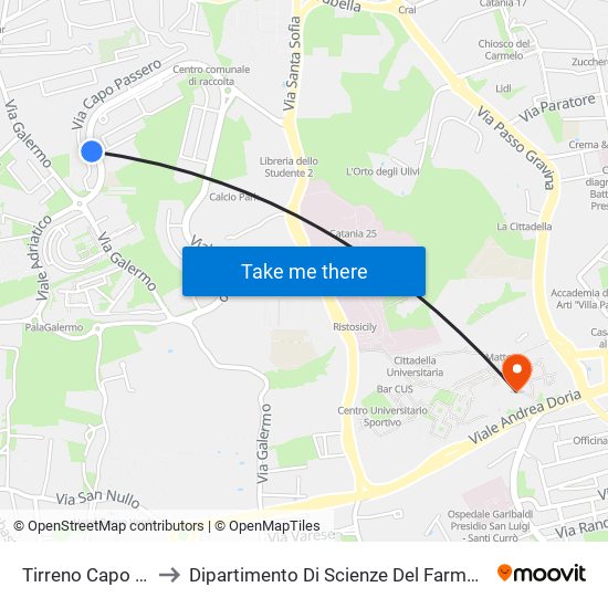 Tirreno Capo Passero to Dipartimento Di Scienze Del Farmaco E Della Salute map