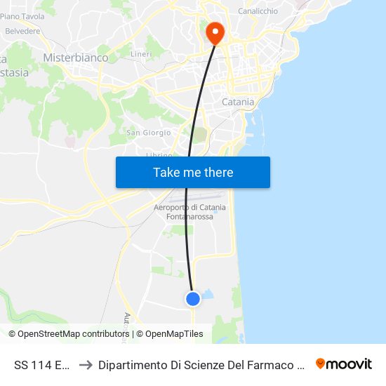 SS 114 Est (1) to Dipartimento Di Scienze Del Farmaco E Della Salute map