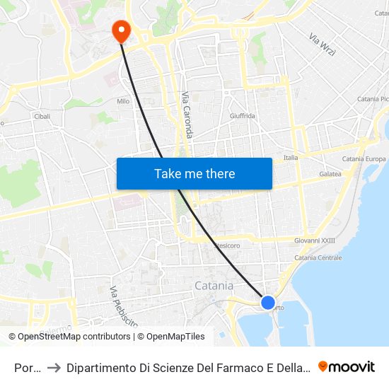 Porto to Dipartimento Di Scienze Del Farmaco E Della Salute map