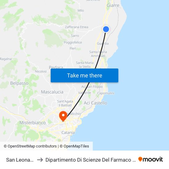 San Leonardello to Dipartimento Di Scienze Del Farmaco E Della Salute map