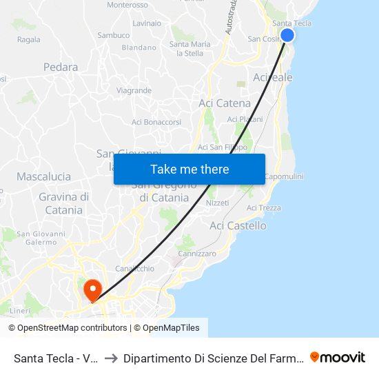 Santa Tecla - Via Cocole to Dipartimento Di Scienze Del Farmaco E Della Salute map