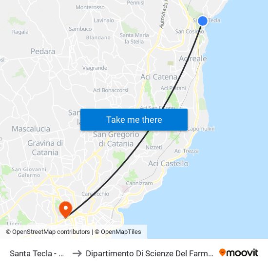 Santa Tecla - Via Nuova to Dipartimento Di Scienze Del Farmaco E Della Salute map