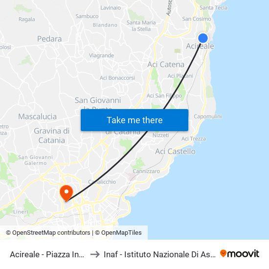 Acireale - Piazza Indirizzo to Inaf - Istituto Nazionale Di Astrofisica map