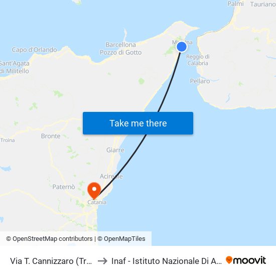 Via T. Cannizzaro (Tribunale) to Inaf - Istituto Nazionale Di Astrofisica map