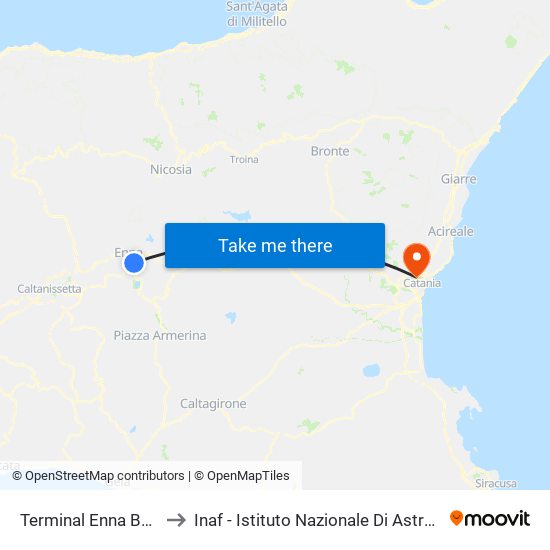 Terminal Enna Bassa to Inaf - Istituto Nazionale Di Astrofisica map