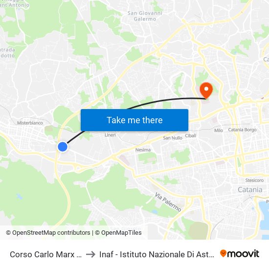 Corso Carlo Marx Nord to Inaf - Istituto Nazionale Di Astrofisica map
