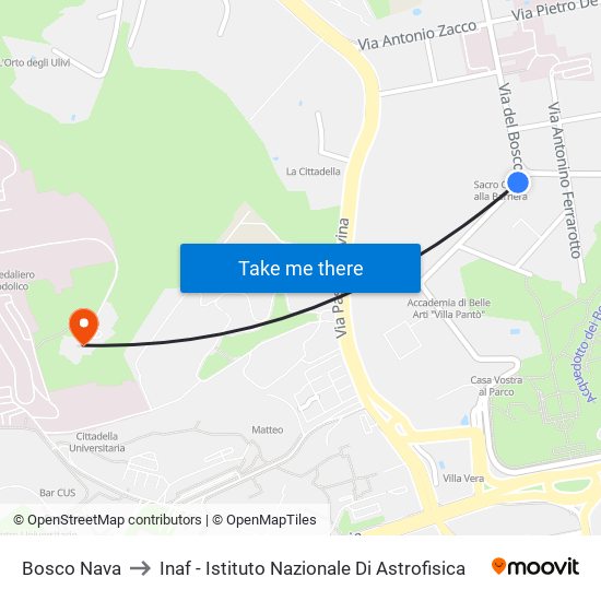 Bosco Nava to Inaf - Istituto Nazionale Di Astrofisica map