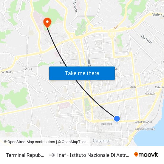 Terminal Repubblica to Inaf - Istituto Nazionale Di Astrofisica map