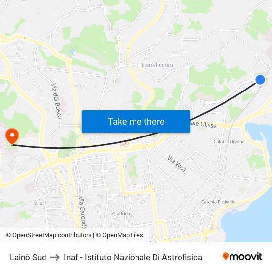 Lainò Sud to Inaf - Istituto Nazionale Di Astrofisica map