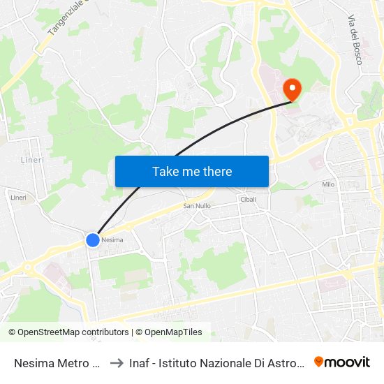 Nesima Metro Sud to Inaf - Istituto Nazionale Di Astrofisica map