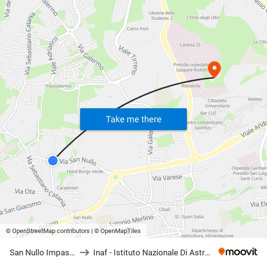 San Nullo Impastato to Inaf - Istituto Nazionale Di Astrofisica map