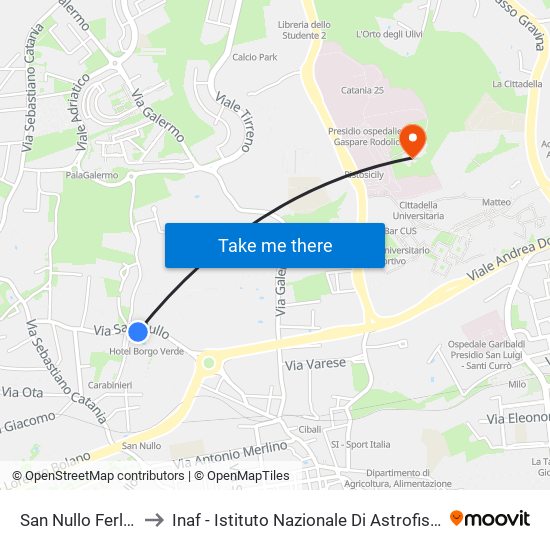 San Nullo Ferlita to Inaf - Istituto Nazionale Di Astrofisica map