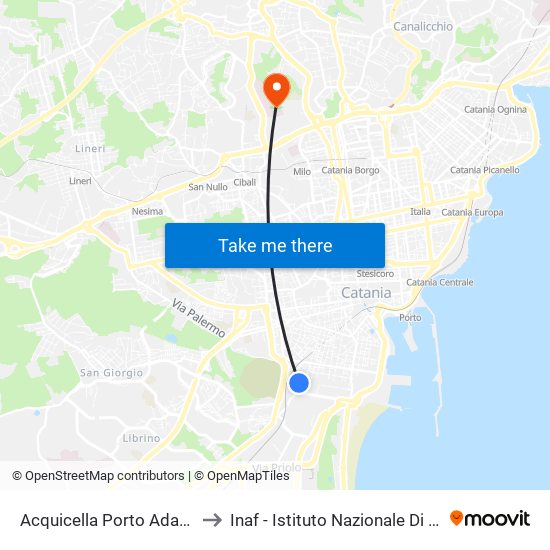 Acquicella Porto Adamo Ovest to Inaf - Istituto Nazionale Di Astrofisica map