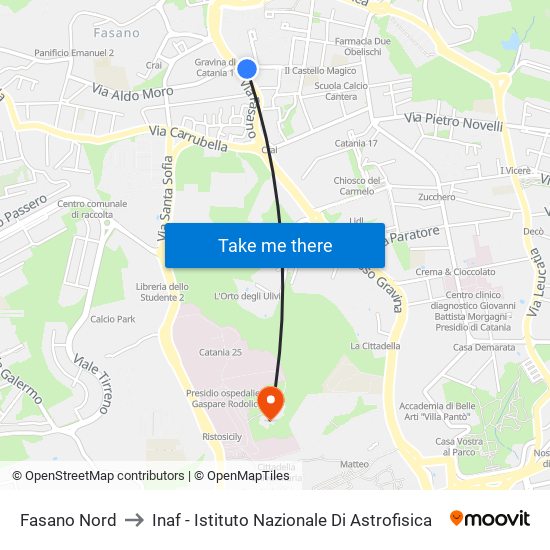 Fasano Nord to Inaf - Istituto Nazionale Di Astrofisica map