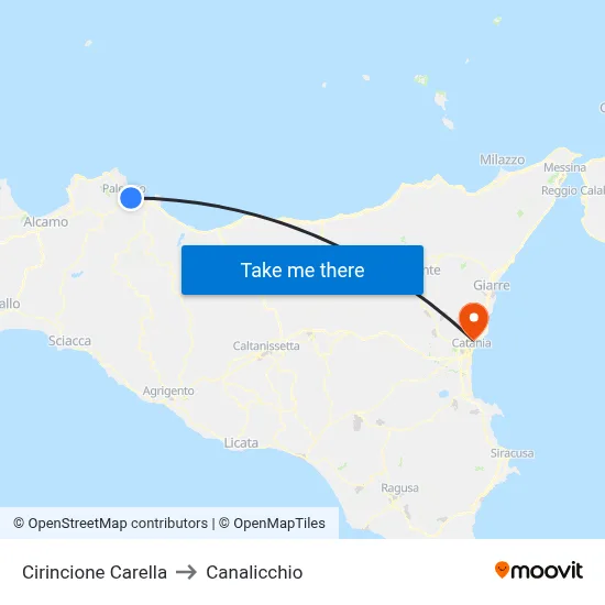 Cirincione Carella to Canalicchio map