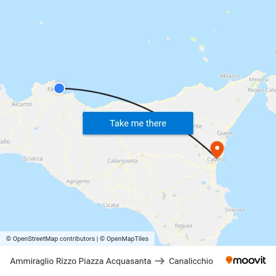 Admiral Rizzo Acquasanta Square to Canalicchio map