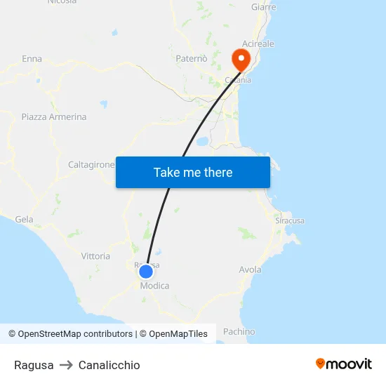 Ragusa to Canalicchio map