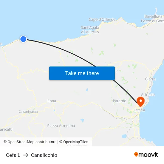 Cefalù to Canalicchio map