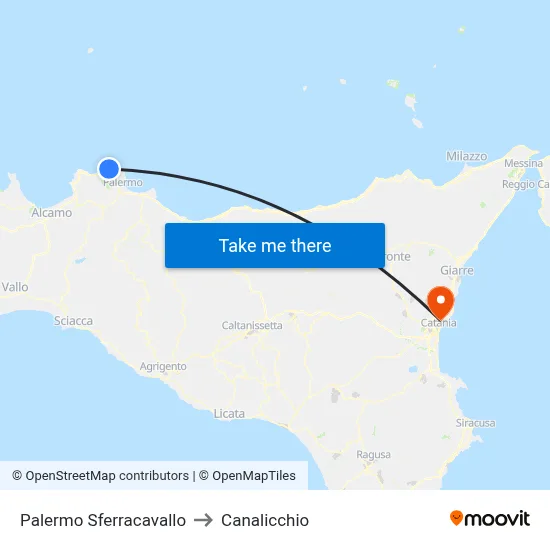Palermo Sferracavallo to Canalicchio map