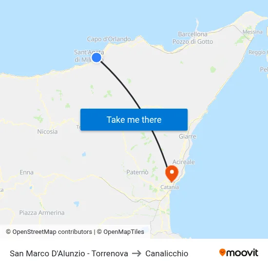 San Marco D'Alunzio - Torrenova to Canalicchio map