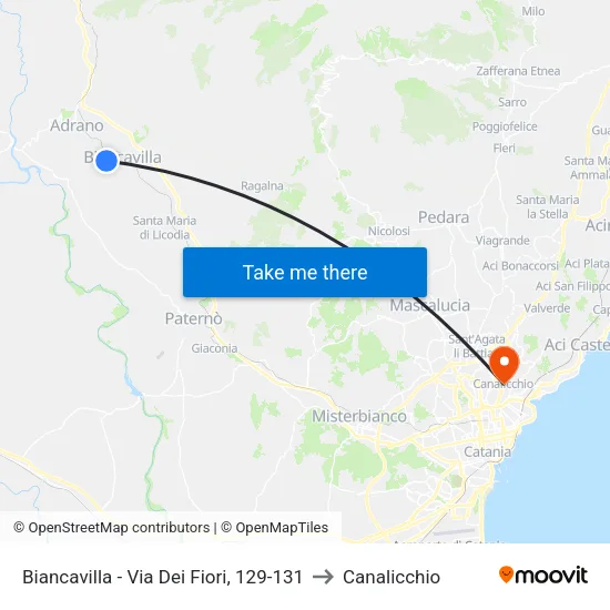 Biancavilla - Fiori/Acacie to Canalicchio map