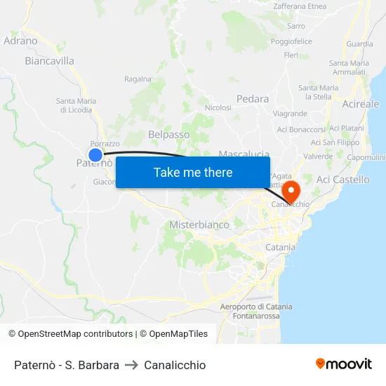 Paternò - St. Barbara to Canalicchio map