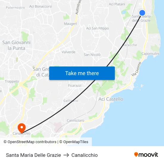 Santa Maria of Graces to Canalicchio map