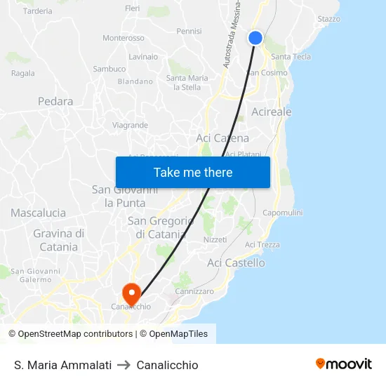 Santa Maria Ammalati - School to Canalicchio map