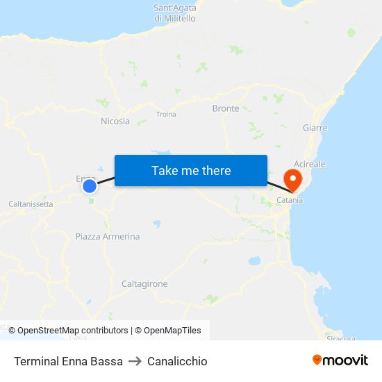 Terminal Enna Bassa to Canalicchio map