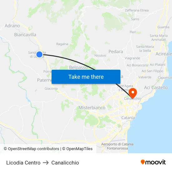 Licodia Center to Canalicchio map