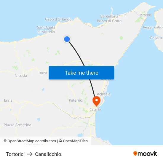 Tortorici to Canalicchio map